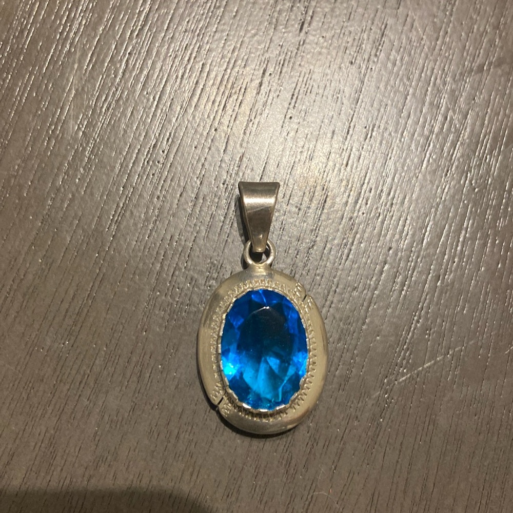 925 Silver Blue Faux Pendant